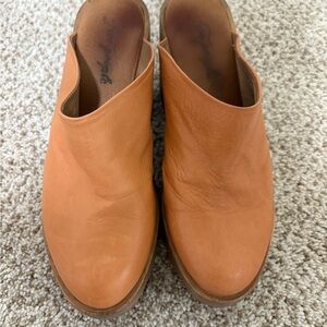 Free People Orange Leather Mules